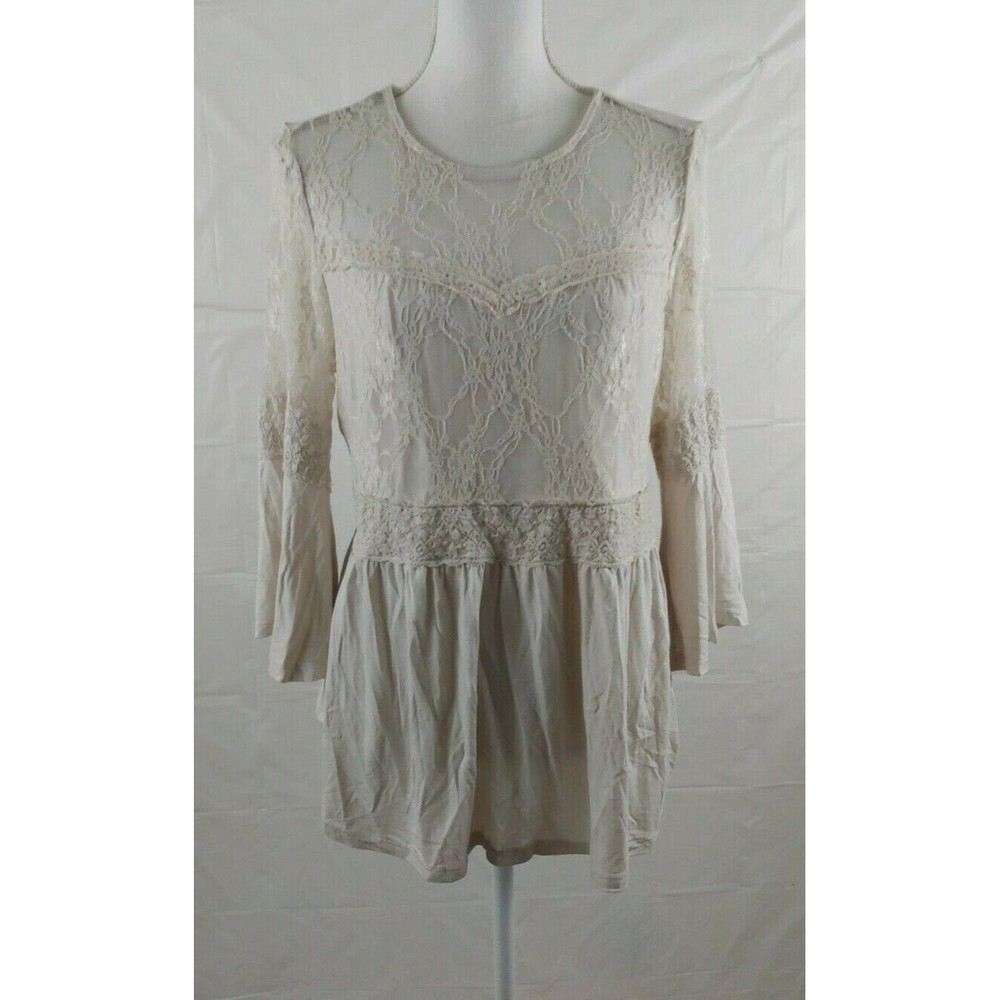 Torrid Super Soft Knits Womens Top Sz 00 Lace Stretch 3/4 Sleeves Bell Sleeves
